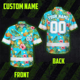 Hi Vis Team Hawaiian Shirt Reflective Tapes Blue 2 Custom Name And Number Safety Workwear For Baseball Team, Workers, Truckers, Operators