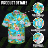 Hi Vis Team Hawaiian Shirt Reflective Tapes Blue 2 Custom Name And Number Safety Workwear For Baseball Team, Workers, Truckers, Operators