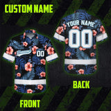 Hi Vis Team Hawaiian Shirt Reflective Tapes Blue Pink Flower Custom Name And Number Safety Workwear For Baseball Team, Workers, Truckers, Operators