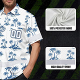 Hi Vis Team Hawaiian Shirt Reflective Tapes Blue White Tree Custom Name And Number Safety Workwear For Baseball Team Workers, Truckers, Operators
