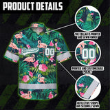 Hi Vis Team Hawaiian Shirt Reflective Tapes Flamingo Flower Custom Name And Number Safety Workwear For Workers, Truckers, Operators