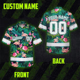 Hi Vis Team Hawaiian Shirt Reflective Tapes Flamingo Flower Custom Name And Number Safety Workwear For Workers, Truckers, Operators