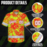 Hi Vis Team Hawaiian Shirt Reflective Tapes Lime Orange Orchid Custom Name And Number Safety Workwear For Baseball Team Workers, Truckers, Operators