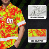 Hi Vis Team Hawaiian Shirt Reflective Tapes Lime Orange Orchid Custom Name And Number Safety Workwear For Baseball Team Workers, Truckers, Operators