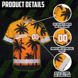Hi Vis Team Hawaiian Shirt Reflective Tapes Orange Black Flower Custom Name And Number Safety Workwear For Baseball Team Workers, Truckers, Operators
