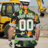 Hi Vis Team Hawaiian Shirt Reflective Tapes Orange Flowers Custom Name And Number Safety Workwear For Workers, Truckers, Operators