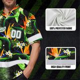 Hi Vis Team Hawaiian Shirt Reflective Tapes Orange Flowers Custom Name And Number Safety Workwear For Workers, Truckers, Operators