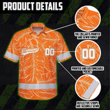 Hi Vis Team Hawaiian Shirt Reflective Tapes Orange Leaf Custom Name And Number Safety Workwear For Workers, Truckers, Operators