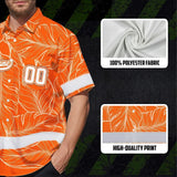Hi Vis Team Hawaiian Shirt Reflective Tapes Orange Leaf Custom Name And Number Safety Workwear For Workers, Truckers, Operators