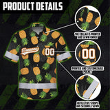 Hi Vis Team Hawaiian Shirt Reflective Tapes Orange Pineapple Custom Name And Number Safety Workwear For Baseball Team, Workers, Truckers, Operators