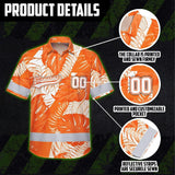 Hi Vis Team Hawaiian Shirt Reflective Tapes Orange White Flower Custom Name And Number Safety Workwear For Baseball Team Workers, Truckers, Operators