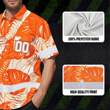 Hi Vis Team Hawaiian Shirt Reflective Tapes Orange White Flower Custom Name And Number Safety Workwear For Baseball Team Workers, Truckers, Operators