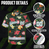 Hi Vis Team Hawaiian Shirt Reflective Tapes Pink Flowers Custom Name And Number Safety Workwear For Workers, Truckers, Operators