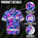 Hi Vis Team Hawaiian Shirt Reflective Tapes Pink Violet Custom Name And Number Safety Workwear For Workers, Truckers, Operators