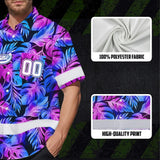 Hi Vis Team Hawaiian Shirt Reflective Tapes Pink Violet Custom Name And Number Safety Workwear For Workers, Truckers, Operators