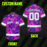 Hi Vis Team Hawaiian Shirt Reflective Tapes Pink Violet Orchid Custom Name And Number Safety Workwear For Baseball Team Workers, Truckers, Operators