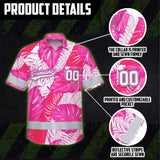 Hi Vis Team Hawaiian Shirt Reflective Tapes Pink White Flower Custom Name And Number Safety Workwear For Baseball Team Workers, Truckers, Operators