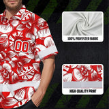 Hi Vis Team Hawaiian Shirt Reflective Tapes Red White Orchid Custom Name And Number Safety Workwear For Baseball Team Workers, Truckers, Operators