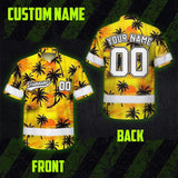 Hi Vis Team Hawaiian Shirt Reflective Tapes Yellow Coconut Custom Name And Number Safety Workwear For Workers, Truckers, Operators
