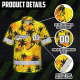 Hi Vis Team Hawaiian Shirt Reflective Tapes Yellow Coconut Custom Name And Number Safety Workwear For Workers, Truckers, Operators