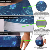 Hi Vis Team T Shirt Reflective Tapes Blue Flower Custom Name And Number Safety Workwear For Baseball Team Workers, Truckers, Operators
