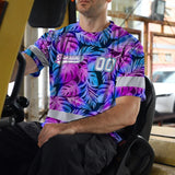 Hi Vis Team T Shirt Reflective Tapes Pink Violet Custom Name And Number Safety Workwear For Baseball Team Workers, Truckers, Operators