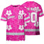 Hi Vis Team T Shirt Reflective Tapes Pink White Flower Hi-Vis T-Shirt
