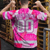 Hi Vis Team T Shirt Reflective Tapes Pink White Flower Custom Name And Number Safety Workwear For Baseball Team Workers, Truckers, Operators