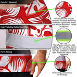 Hi Vis Team T Shirt Reflective Tapes Red White Orchid Custom Name And Number Safety Workwear For Baseball Team Workers, Truckers, Operators