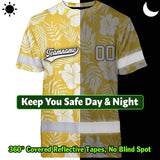 Hi Vis Team T Shirt Reflective Tapes Yellow Flower Custom Name And Number Safety Workwear For Baseball Team Workers, Truckers, Operators
