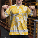 Hi Vis Team T Shirt Reflective Tapes Yellow Flower Custom Name And Number Safety Workwear For Baseball Team Workers, Truckers, Operators