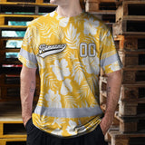 Hi Vis Team T Shirt Reflective Tapes Yellow Flower Custom Name And Number Safety Workwear For Baseball Team Workers, Truckers, Operators
