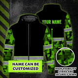 Hi Vis Zip Hoodie Reflective Green Camo Custom Name Safety Workwear
