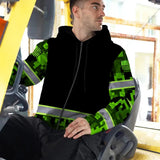 Hi Vis Zip Hoodie Reflective Green Camo Custom Name Safety Workwear