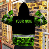 Hi Vis Zip Hoodie Reflective Green Camo Custom Name Safety Workwear