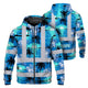 Blue Neon Flowers 4 Hi-Vis Zip Hoodie