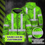 Blue Neon Flowers Hi-Vis Zip Hoodie