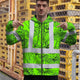Blue Neon Flowers Hi-Vis Zip Hoodie
