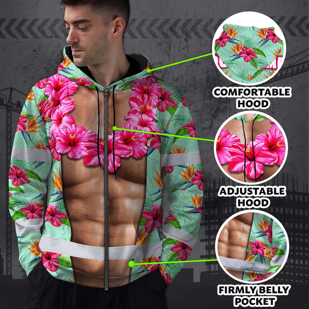 Funny Muscle 2 Hi-Vis Zip Hoodie