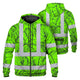 Green Black Neon Flowers Hi-Vis Zip Hoodie