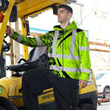 Hi Vis Zip Hoodie Reflective Tapes Green Hawaiian Polynesian Tribal Custom Name Safety Workwear For Workers, Truckers, Operators