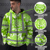 Hi Vis Zip Hoodie Reflective Tapes Green Neon White Protea Custom Name Safety Workwear For Workers, Truckers, Operators