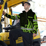 Hi Vis Zip Hoodie Reflective Tapes Hawaiian Polynesian Tribal Custom Name
