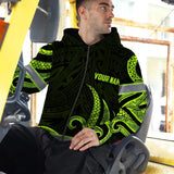 Hi Vis Zip Hoodie Reflective Tapes Hawaiian Polynesian Tribal Custom Name