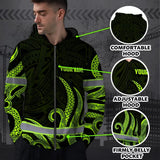 Hi Vis Zip Hoodie Reflective Tapes Hawaiian Polynesian Tribal Custom Name