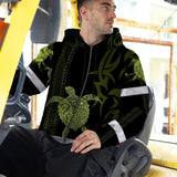 Hi Vis Zip Hoodie Reflective Tapes Lime Neon Hawaiian Polynesian Tribal Custom Name Safety Workwear For Workers, Truckers, Operators