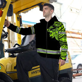 Hi Vis Zip Hoodie Reflective Tapes Lion Hawaiian Polynesian Tribal Custom Name