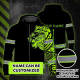 Hi Vis Zip Hoodie Reflective Tapes Lion Hawaiian Polynesian Tribal Custom Name
