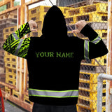 Hi Vis Zip Hoodie Reflective Tapes Lion Hawaiian Polynesian Tribal Custom Name