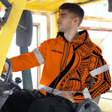 Hi Vis Zip Hoodie Reflective Tapes Orange And Black Neon Hawaii Custom Name Safety Workwear For Workers, Truckers, Operators